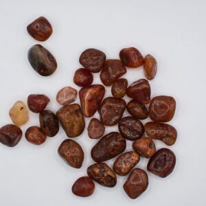 Eld Agat trumlad sten – röd-orange kristall