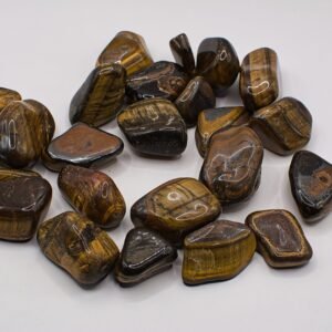 Tigeröga trumlad sten – brun-guldig kristall för fokus